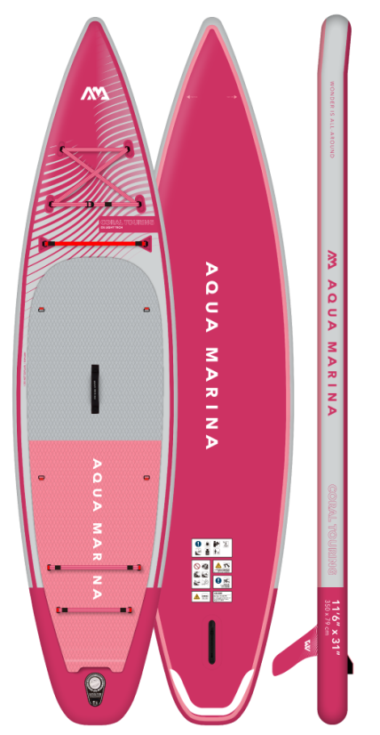 Paddleboard AQUA MARINA Coral Touring 11'6''x31''x6'' RASPBERRY-Rozbaleno