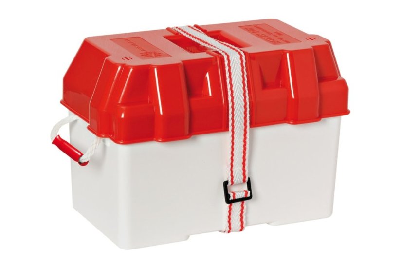 Schránka baterie pro aku 100 AH/370x210x250mm červeno-bílá