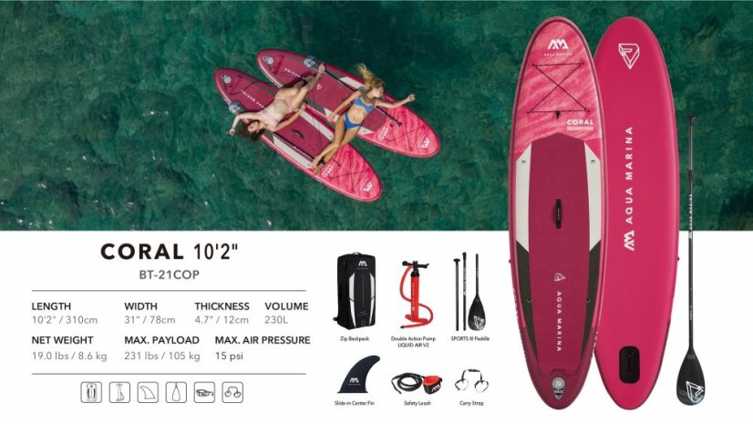 Paddleboard AQUA MARINA Coral Touring 11'6''x31''x6''